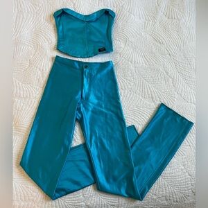 RARE SET Original 70s Aqua disco hot pants and top DBA Bojeangles Skin Ease